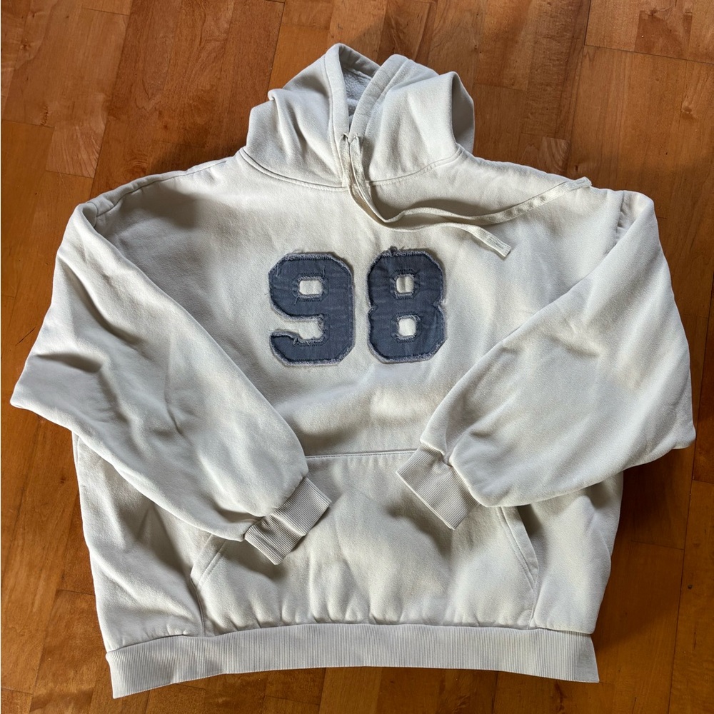 Edikted Off-White Hoodie with Blue-gray Number